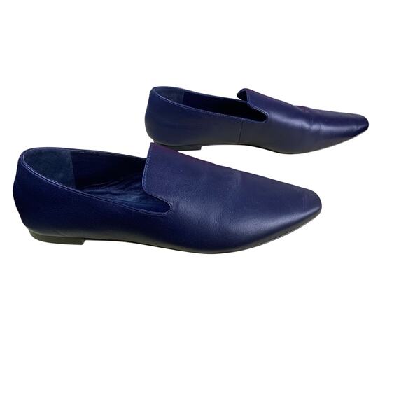 J.Crew Bennett Navy Blue Leather Pointed Toe Loafers Size 7 - Picture 2 of 10